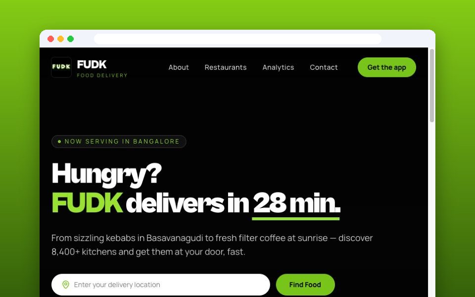 FUDK – Food Delivery Platform – project screenshot